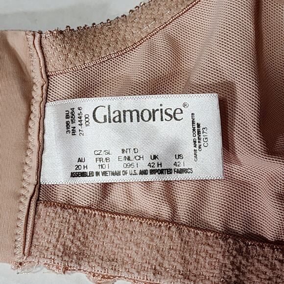 Glamorise Bra sz 42 I Wirefree Comfort Straps‎ Beige Tan Full Women Floral Lace - Picture 3 of 8
